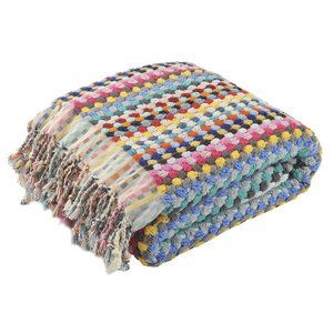 Large Rainbow Double Sided Pom Pom Turkish Beach Bath Towel